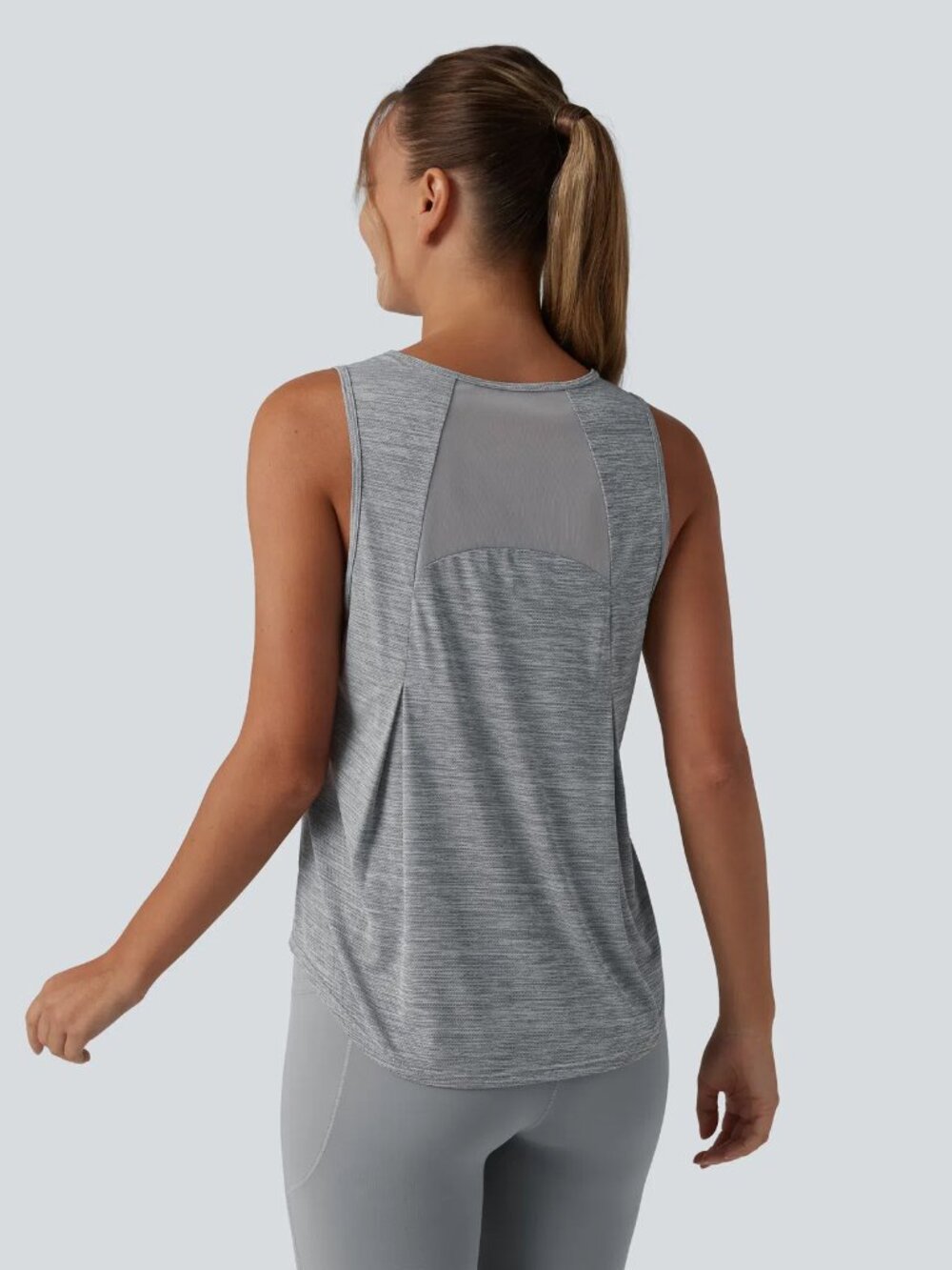 Halara NWT Size Large Contrast Mesh Curved Hem Running Tank Top in Stone Drift